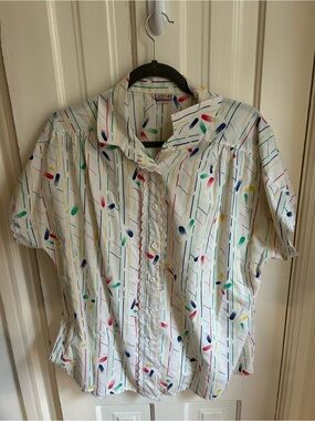 Vintage Multicolor Short-Sleeve Button-Down Shirt
